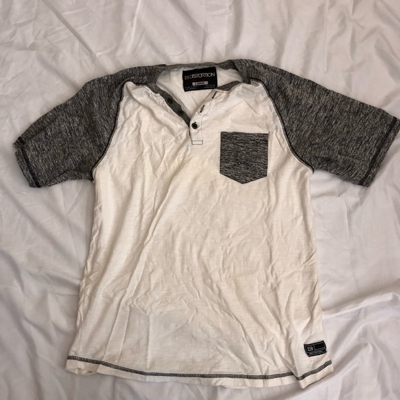 Distortion White with Grey Large Shirt - Picture 1 of 8